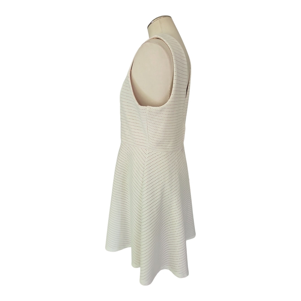 Maurices White Fit Flare Dress Textured V Neck Sleeveless Size 13 14 - Picture 6 of 10